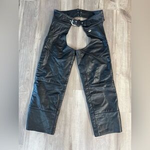 Harley-Davidson classic black leather motorcycle chaps